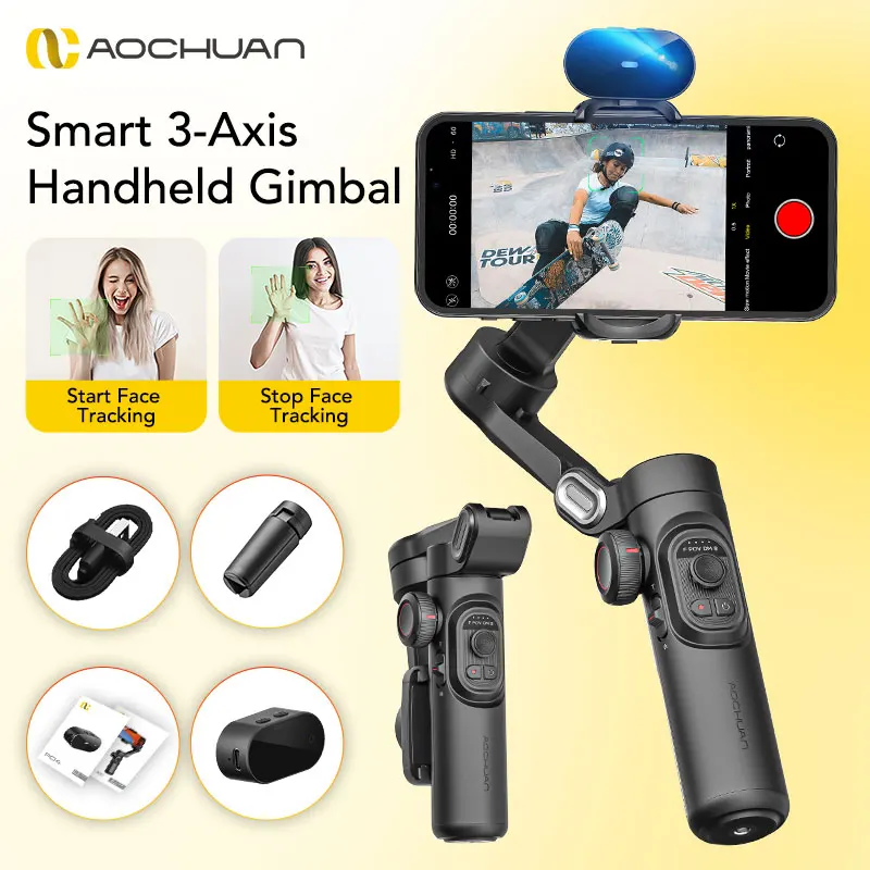 

AOCHUAN Smart XE AI 3Axis Version Gimbal Stabilizer for Smartphone,NO APP AI Tracking gesture control gimbal with TikTok YouTube
