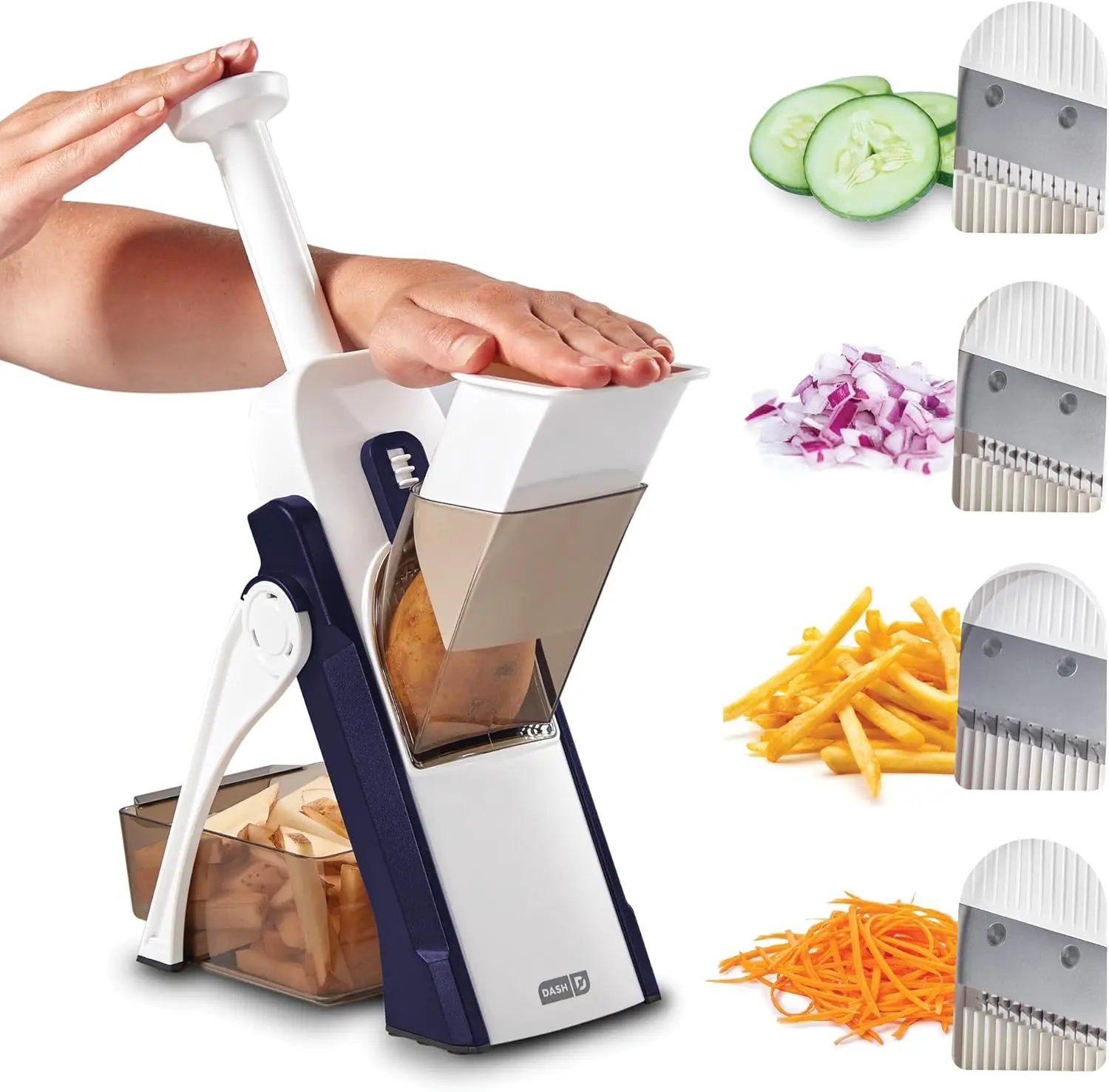 

Safe Slice Mandoline for Vegetables with 30+ Presets & Adjustable Thickness, Midnight Navy