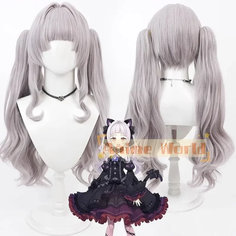 Murasaki Shion Cosplay Wig Vtuber Gray 70cm Ponytail Lolita Synthetic Hair Heat Resistant Halloween Party Role Play + Wig Cap