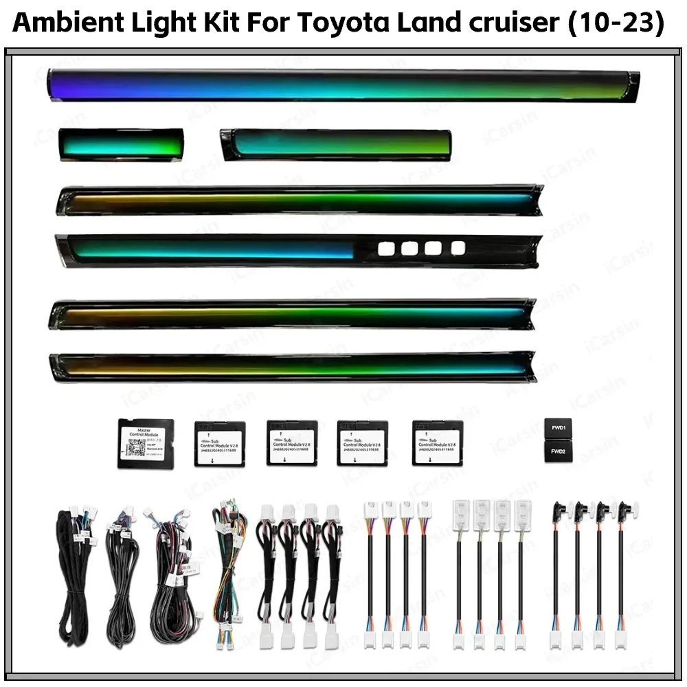 Upgrade Led Car Interior Ambient Light for Toyota Land Cruiser 200 2010-2023 With Memory Seat Buttons Strip Accessories