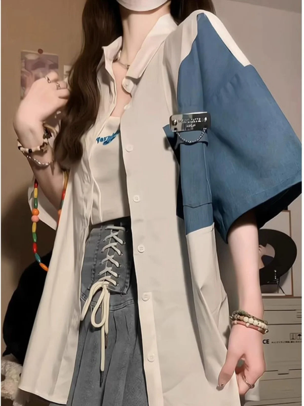 

Loose Fit Color Blo ort Sve irt Large Size 300 Pou Korean Sle College Sle Summer Men's Casual irt Breathabl...