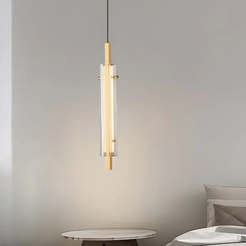 

Luxury Led Copper Chandelier Modern Bedroom Living Room Decor Long Strip Pendant Light Home Decoration Nordic Brass Hanging Lamp