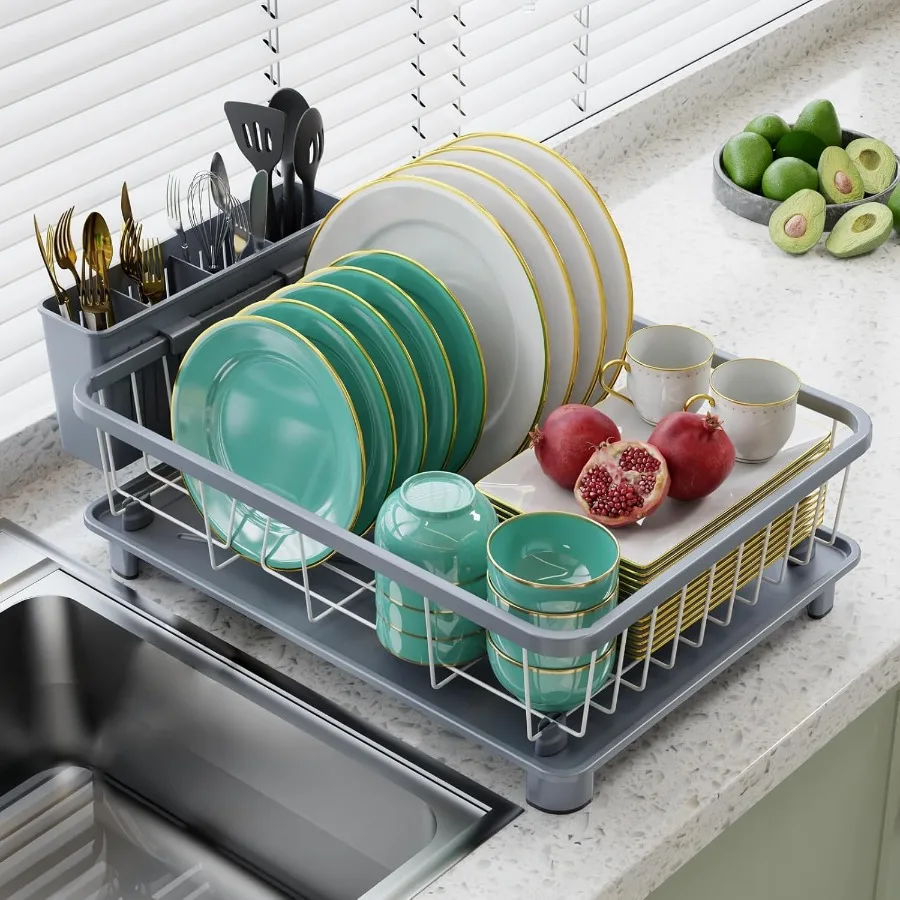 

Dish Drying Rack SpaceSaving Dish RackDish Racks for Kitchen Counter with Drainboard Rustproof Dish Drainer with a Removable 4C
