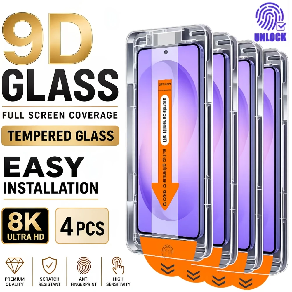 NNBILI 4 Stück Ultra HD Displayschutzfolie mit Auto-Ausrichtungs-Kit für Samsung Galaxy S26 Ultra S25 S24 S23 S22 S21 Plus S24 S23 FE