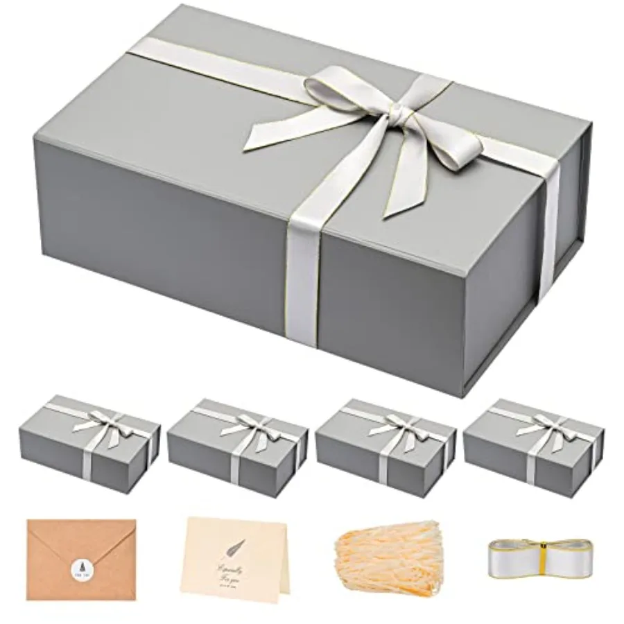 

Large Gift Box13.85 x 8.35 x 4.45 inch Gift Box Set of 5 with Magnetic Lid for Presents with Ribbon Card Shded Paper Filler Gif