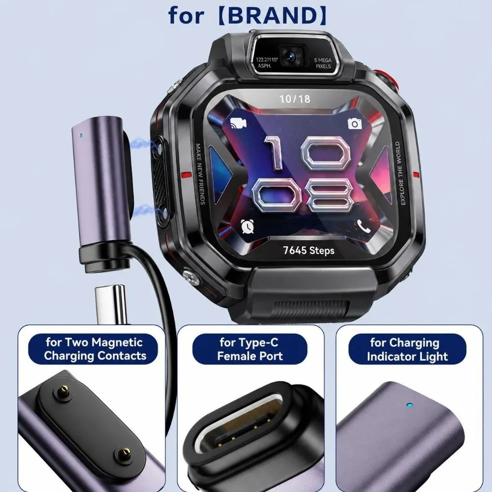 N52 Magnetic USB-C Watch Charging Adapter Watch Charger Converter for Huawei Kids Watch X1/X1 Pro/5X Pro/Band 6/7/8/9/10/Fit 3