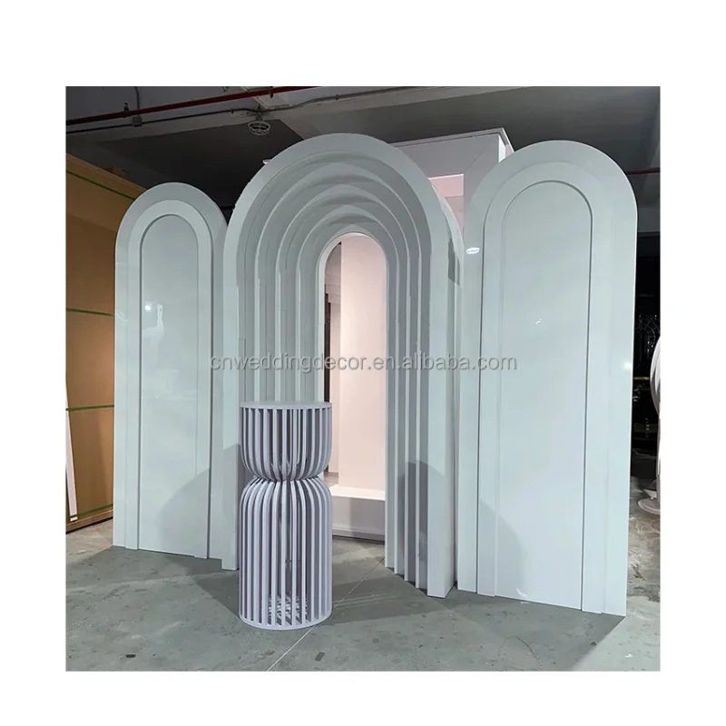 custom.Fashionable Modern White Acrylic PVC Professional New Arrival Wedding Backdrop Set Customized Size Party Stage Arch Event