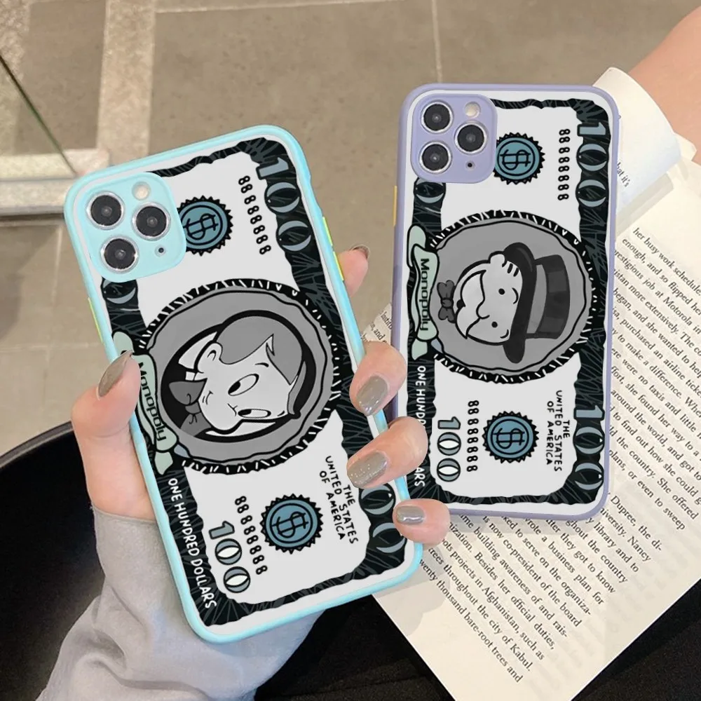 

Cartoon Luxury Dollar MonopolyS Phone Case for iPhone 14 11 12 13 Mini Pro Max 8 7 Plus X XR XS MAX Translucent Matte Cover