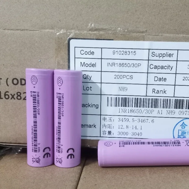 1-20pcs Original EV E 18650 30P 3000mah Max 30A Discharge Lithium Battery INR18650 3.6V Lithium-ion Cells For Power Tools AGV