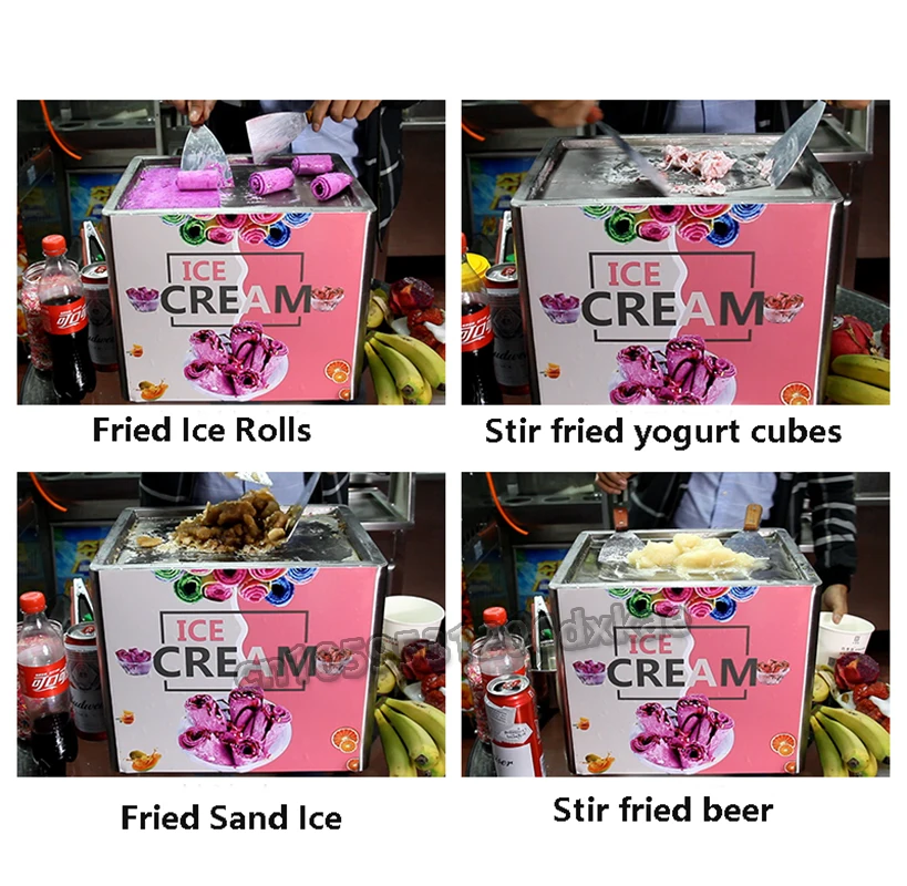 Yogurt Fried Ice Machine Electric Frying Ice Cream Machine Stainless Steel DIY Juice Ice Cream Rolls Maker for Home 110V/220V