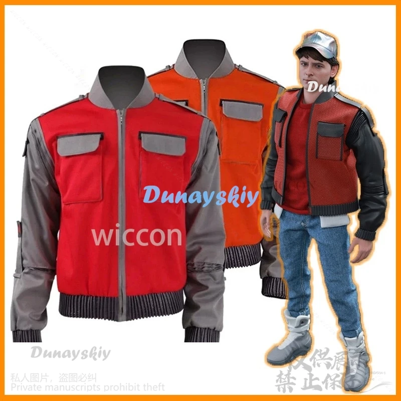 

Anime Movie Back To The Futute Cosplay Jr Marlene Cos Seamus Marty Costume Red Orange Jacket For Man Boys Halloween Christmas