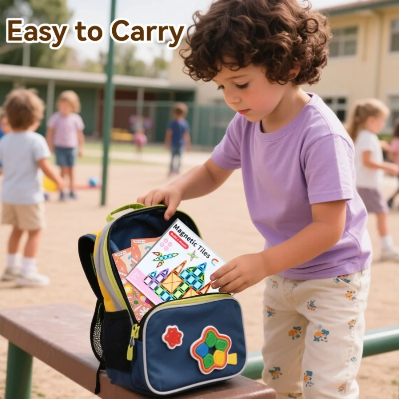 Ensemble de Mini carreaux magnétiques de voyage, 78 pièces, avec boîte en fer, blocs de construction portables, essentiels de voyage, jouets STEM créatifs, cadeaux pour enfants