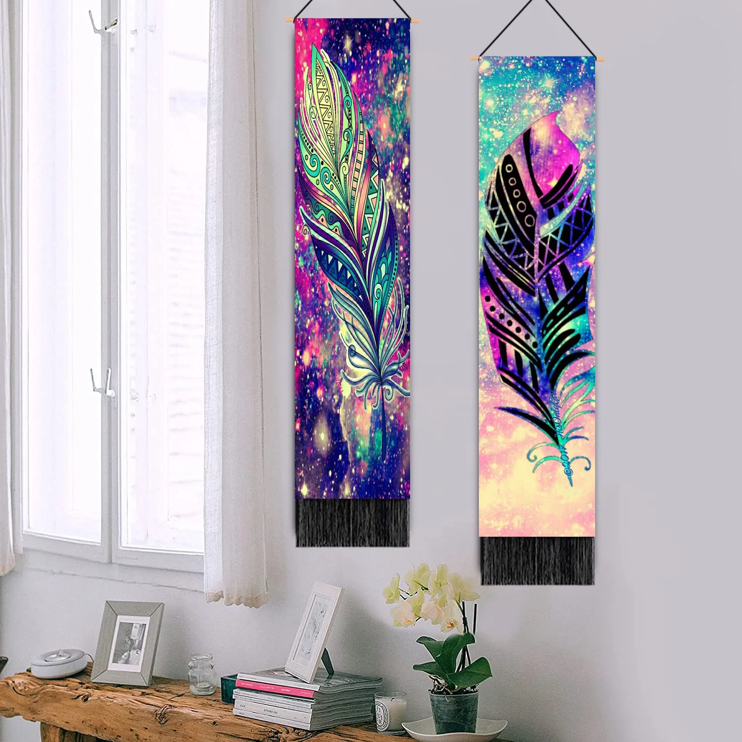 

Boho Decor Scroll Painting Colorful Dream Catching Net Living Room Bedroom Decor Aesthetic Modern Wall Art Hanging Tapestry