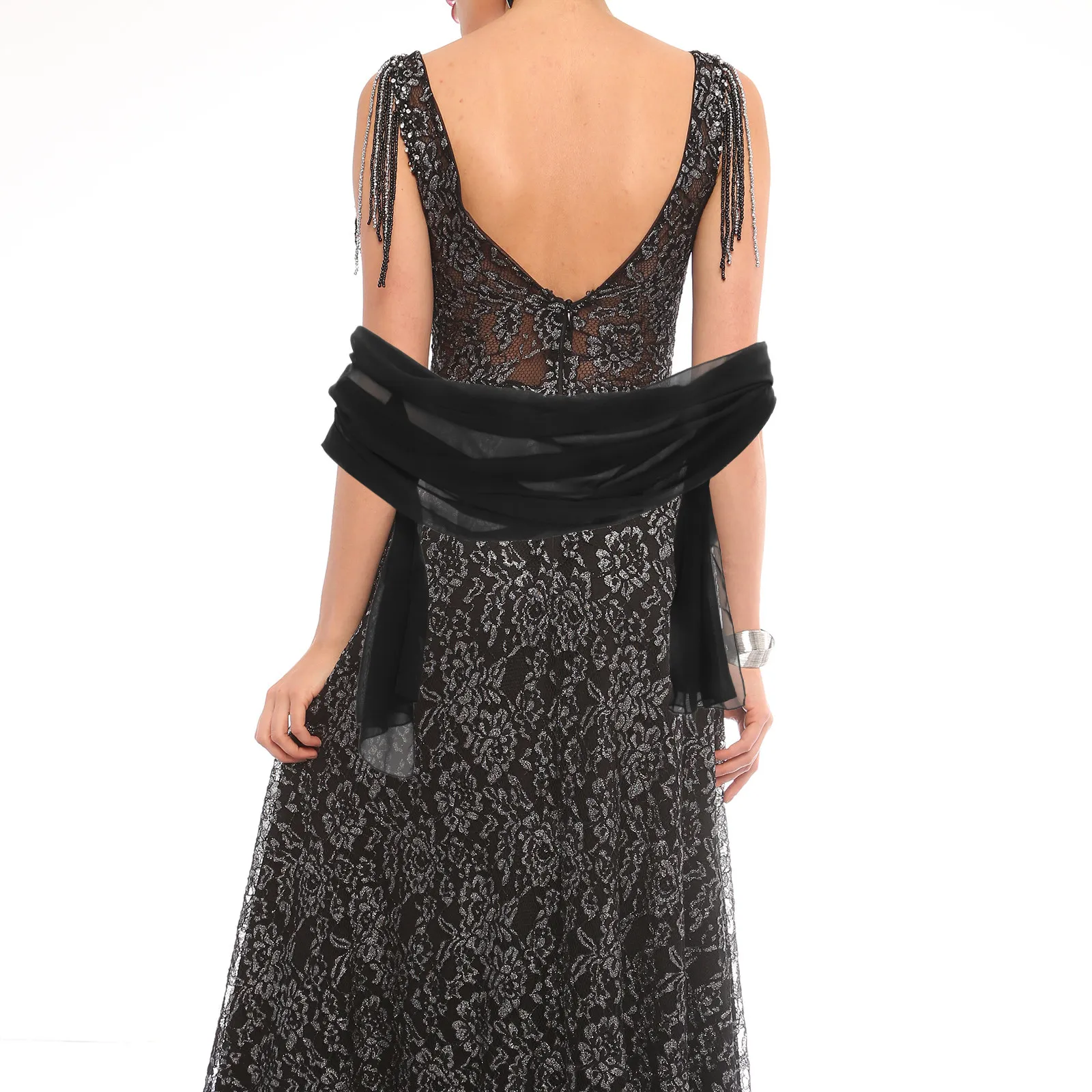 Chal de gasa negro, ligero y suave, pañuelo de noche para mujer, accesorio elegante para invitadas de boda, damas de honor, vestido formal, fiesta