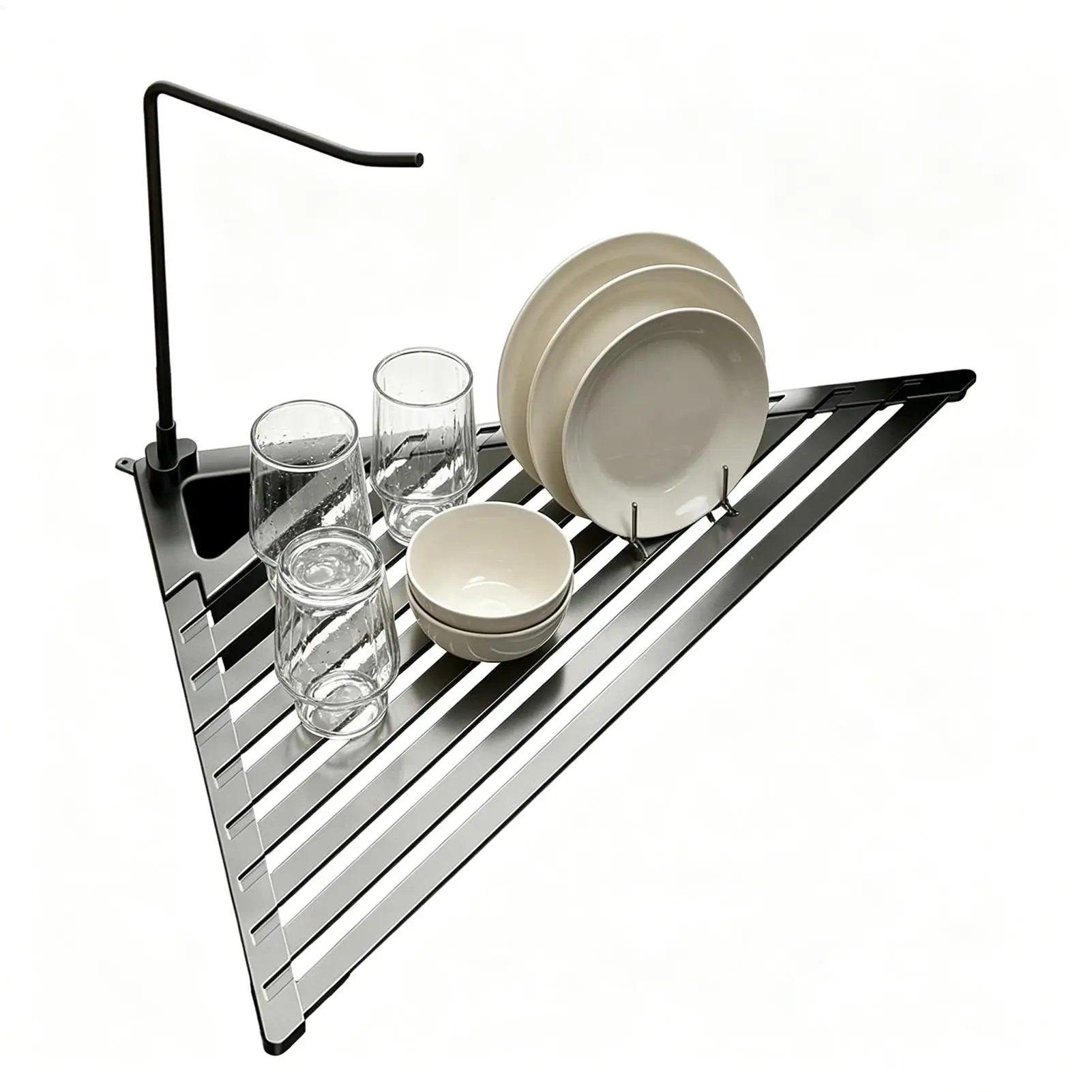 Drying Rack Kitchen Triangle Rustproof Metal Foldable Drainers Sink Dish Drying Rack For Organization Drainage Home Countertop