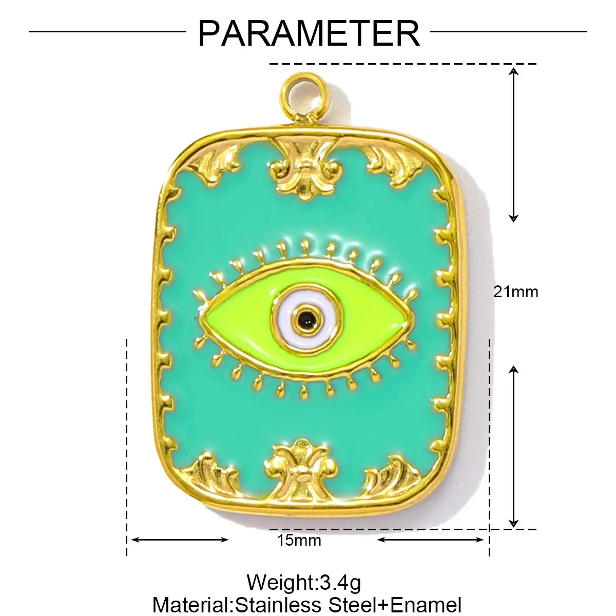3 stks/partij Groothandel Rvs Emaille Vierkant Hart Diy Oorbel Bedels Vrouw Boze Oog Ketting Hangers Poker Sieraden