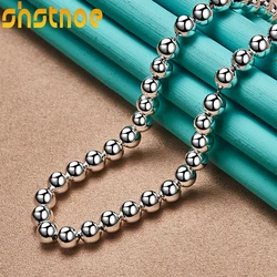 925 Sterling Silver 6mm Smooth Beads Ball 18 Inch Chain Necklace For Women Party Engagement Wedding Fashion Charm Jewelry