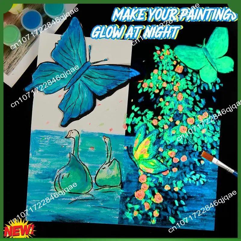 

A48I 6-набор светящихся в темноте красок с кисточками 6,7 х 0,8 х 0,8 дюйма Яркие цвета Акриловые краски Светящаяся краска Прочная