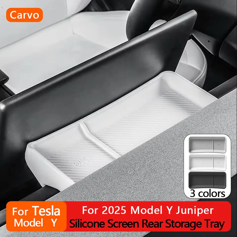 

For Tesla Launch car 2025 Model Y Juniper Screen Rear Silicone Storage Tray box Dashboard bracket Tissue Box Tray ETC Panel