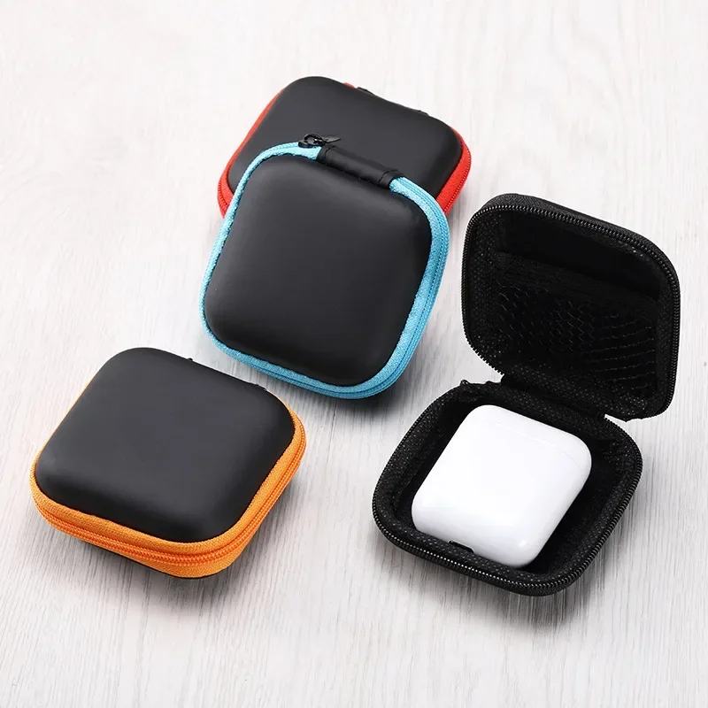 Mini Zipper Hard Headphone Holder Case Portable Earbuds Pouch box Earphone Storage Bag Protective USB Cable Organizer