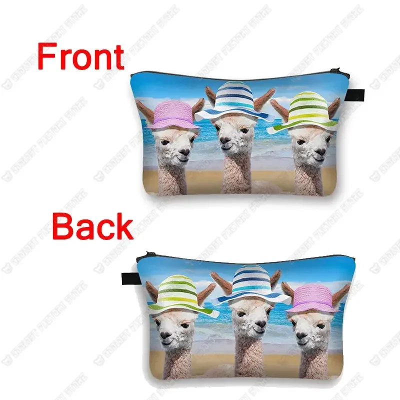 Funny Animal Alpaca Pattern Cosmetic Case Llama Storage Bag Women Makeup Bags Cosmetic Bag Organizer for Travel Lipsticks Holder