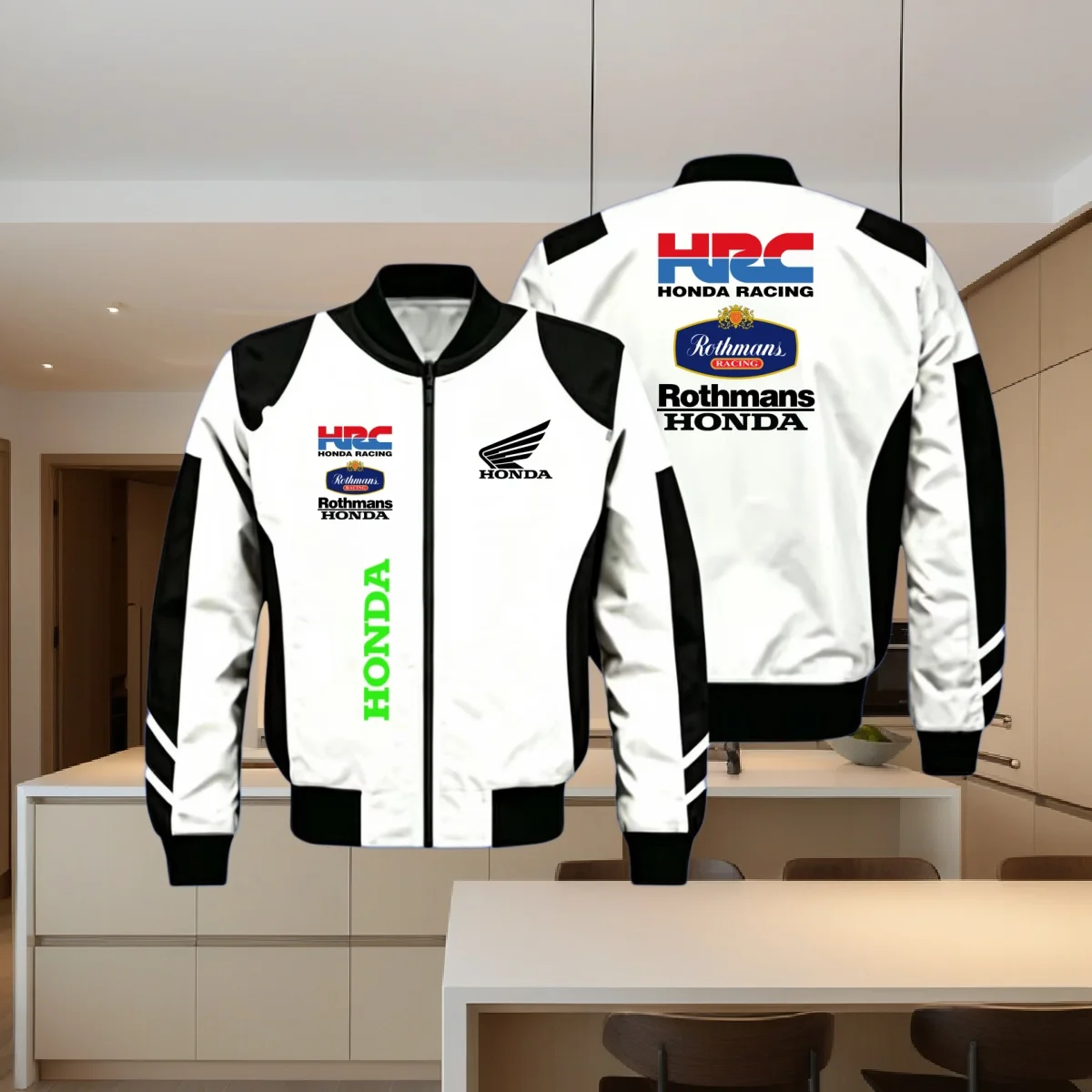 Chaqueta de Motociclismo LeFam Honda Collab de los 90 - Estilo Retro Americano, Chaqueta de Mezclilla con Cierre Vertical para Parejas