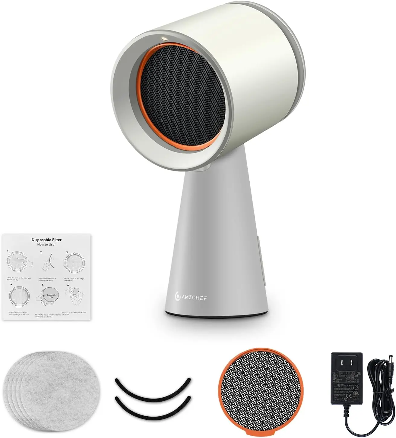 Portable Range Hood, 3-Speed Desktop Exhaust Vent Fan, Cream White | Desktop Kitchen Vent Fan With Large Oil Cup, Washable