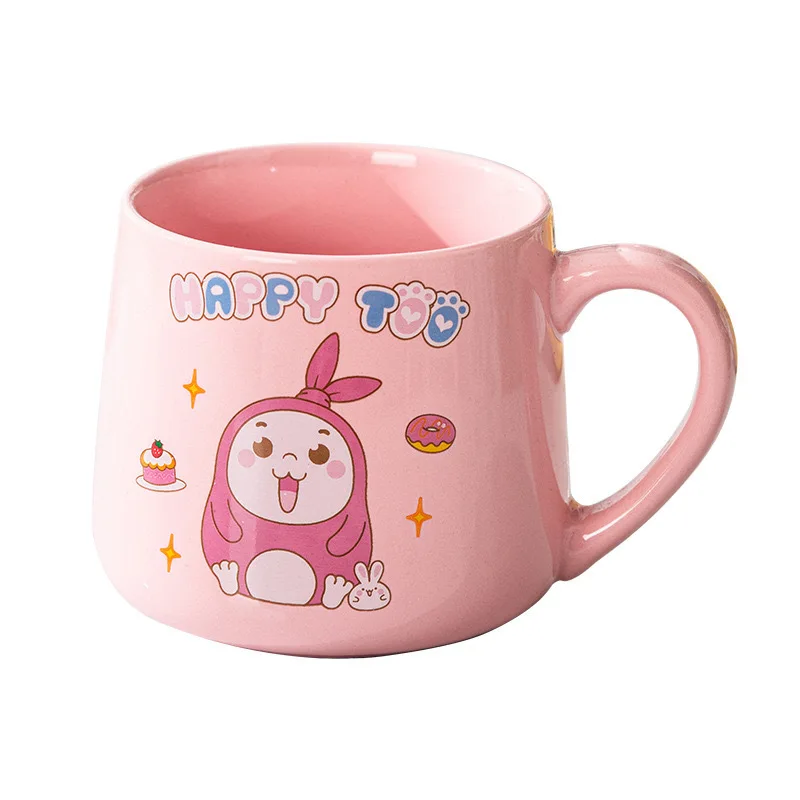 Cartoon Cute Ceramic Crooked Rabbit Brand Large Capacity Water Drinking Milk Coffee Breakfast Cup Mug