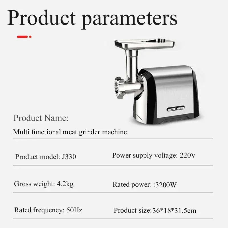 Electric Meat Grinder Food Processors Vegetable Chopper 800W Meat Mincer Mixer Crusher Blender for Kitchen 220V view 2