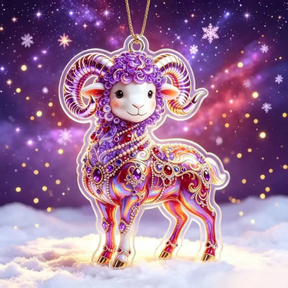 Red Fire Sheep Acrylic Pendant New Year Festive Ornament Hanging Decoration For Christmas Tree Bag Keychain