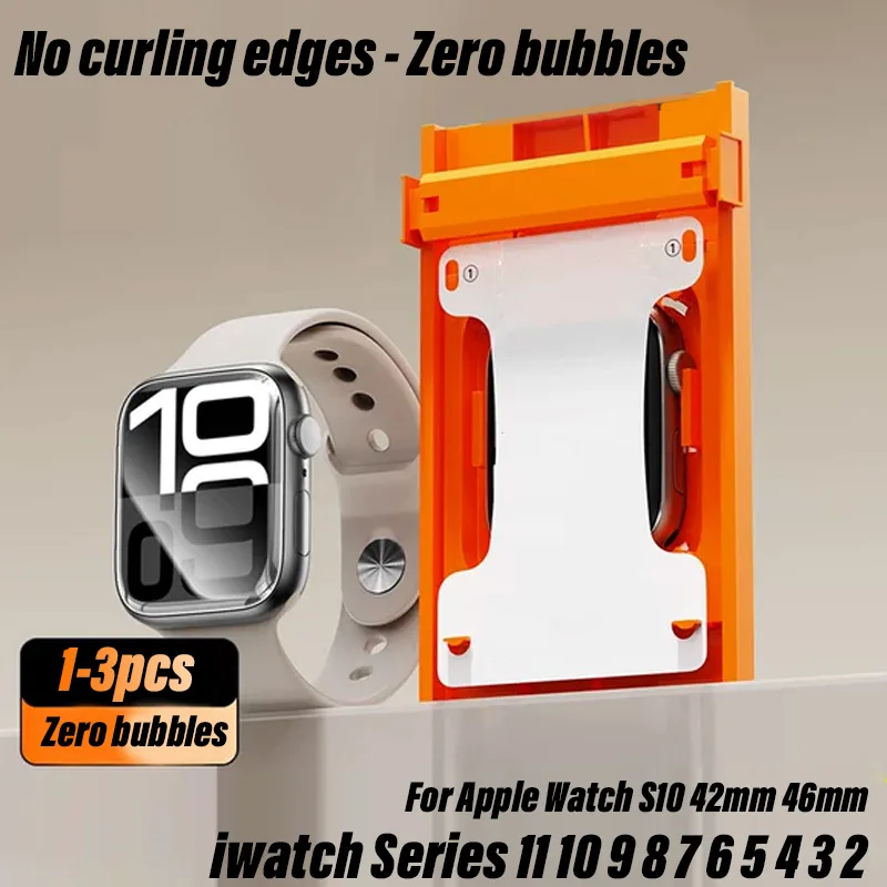 لساعة أبل S11-10-42mm-46mm iwatch Series 9 8 7 44-45mm فيلم السيراميك الناعم Ultra1-2-3-49MMEasy تثبيت عدة واقي للشاشة