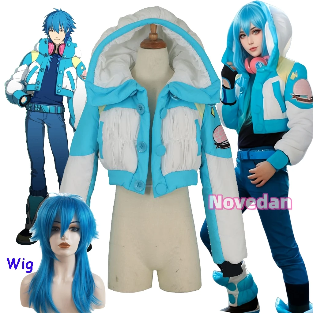 Anime DMMD DRAMAtical Murder Cosplay Aoba Seragaki Cosplay Kostüm Perücke Aoba Jacke Mantel Karneval Party Outfit für Frauen Männer