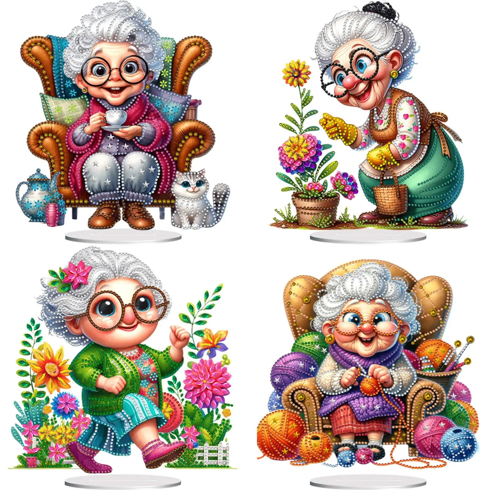 

2D плоская бабушка DIY двусторонняя алмазная живопись настольные украшения комплект настольные алмазные художественные наборы для домашнего офиса декор рабочего стола