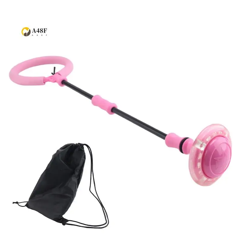 A48F-Bola rosa para saltar el tobillo con luces intermitentes, juguete para saltar para niños en interiores y exteriores, deportes de pelota oscilante intermitente