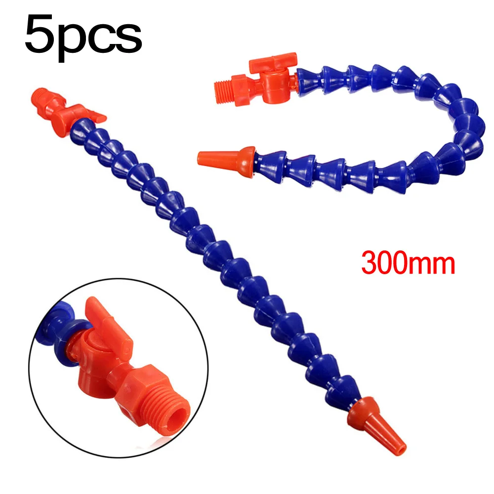 Non conductive 300mm Nozzle Flexible Plastic Water Oil Coolant Pipe Hose with On Off Valve for Water Cooling Systems