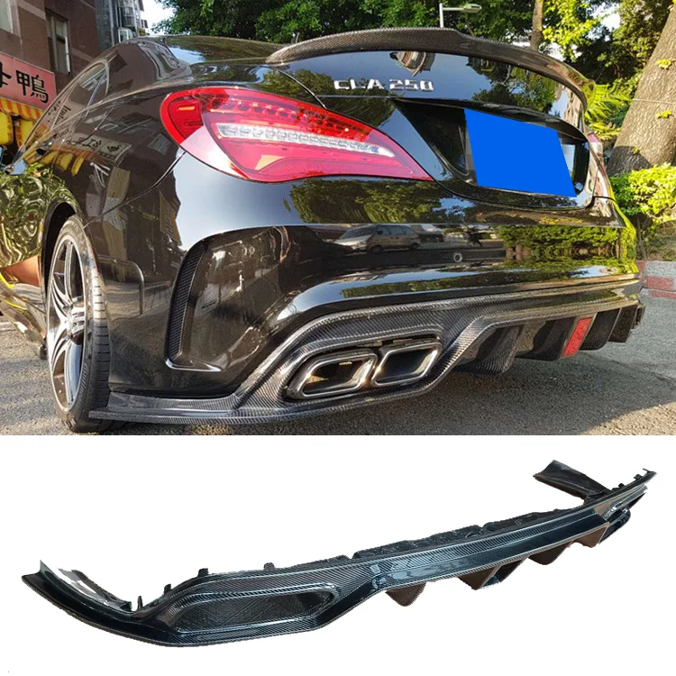 High-end Custom Body Kit For Old-to-New ConversionCM Style CLA W117 C117 CLA250 CLA45 Carbon Fiber Rear Bumper With Exhaust For