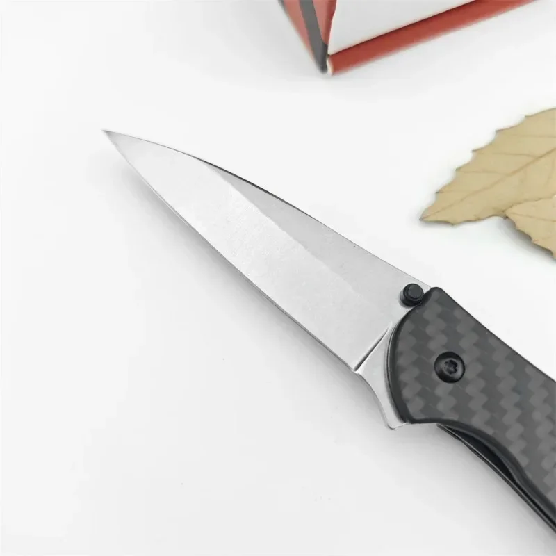 Couteau Flipper 3 ", lame unie, manche en Fiber de carbone, couteau de poche pliant avec Clip de poche, couteau de survie, outils de Camping