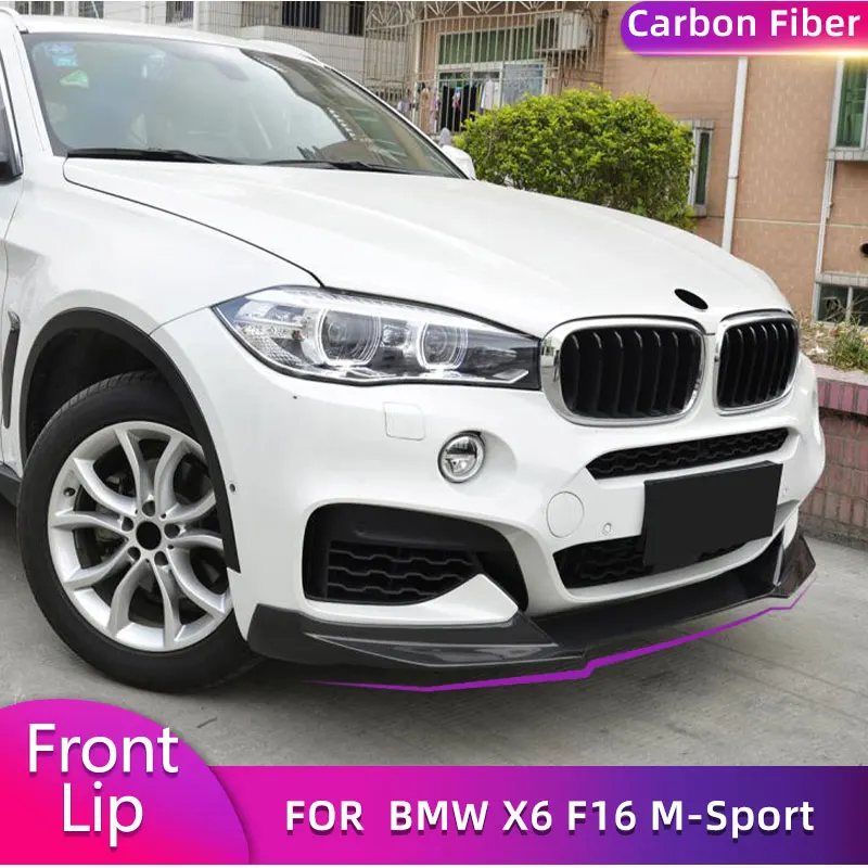 

For BMW X6 F16 M-Sport Utility 4-Door 2015-2018 Car Front Bumper Lip Spoiler Front Lip Chin Apron Guard Body Kit Carbon Fiber