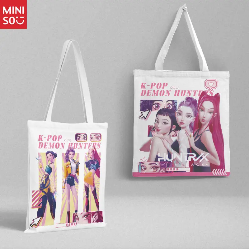 Miniso Canvas Tote Bag for Women, Large Capacity Shoulder Bag & Bookbag