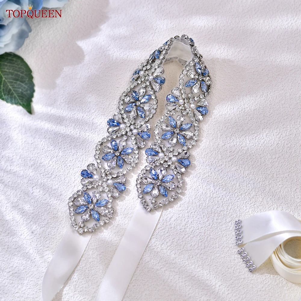 TOPQUEEN Full Rhinestone Wedding Bridal Belt Banquet Dress Accessories Important Holiday Gift Runway Costume Ribbon Sash S453 image 4