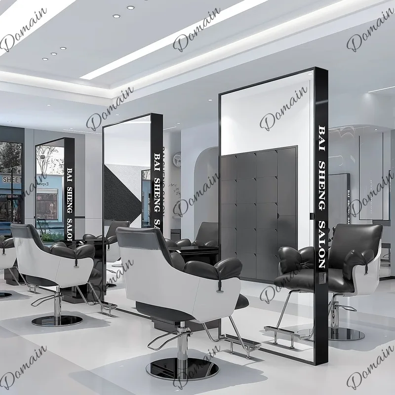 Professional Stainless Steel Floor Standing Hair Salon Mirror for Cutting Dyeing Barber Styling Station