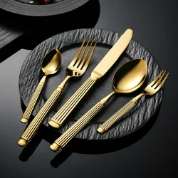 5PCS stainless steel knife, fork, spoon heavy-duty Western steak tableware set