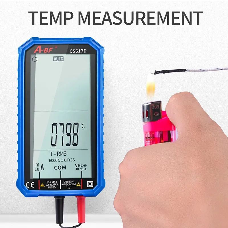 A-BF Professionelle Digitale Multimeter Test Führt Auto Range Großen Bildschirm AC/DC Spannung Strom True RMS Meter Widerstand Frequenz