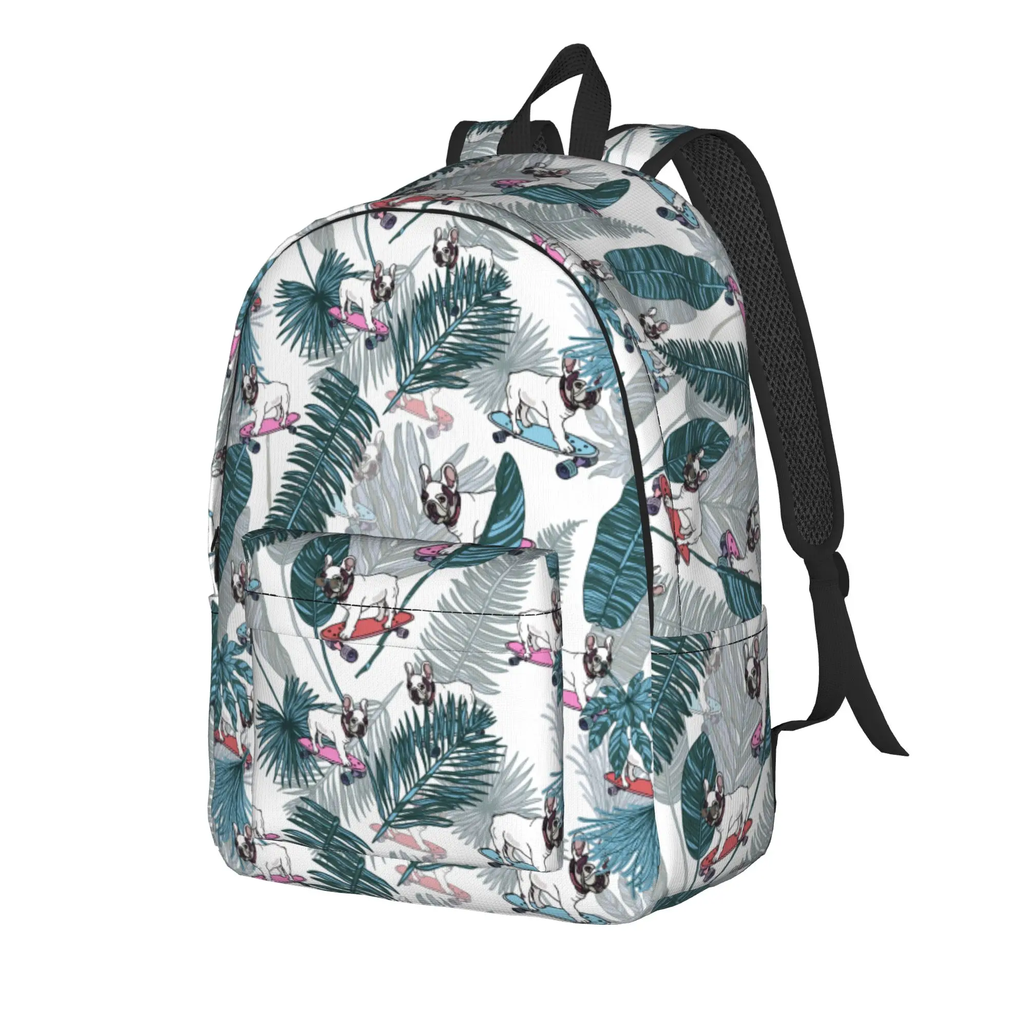 French Bulldog Dog Backpack for Men Women Fashion High School Business Daypack Animal Laptop Canvas Bags with Pocket