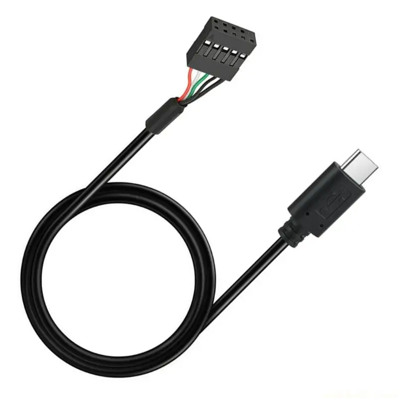 USB Type C Panel Wire to 9-Pin USB2.0 Front Header, 50Cm for Desktop Mainboard Link, Internal Routing, and Repair