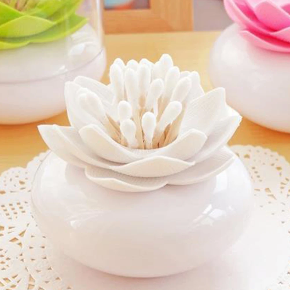 

Creative Lotus Shape Cotton Swab Toothpick Storage Box Dispenser For Bathroom Dressing Table Home Tips Organizer