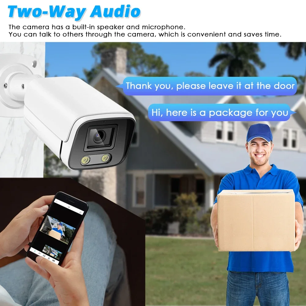 Tuya app 8CH 4K 8MP POE Security Camera System Two Way Audio 8MP NVR Kit CCTV Outdoor IP Camera H.265 P2P Video Surveillance Set