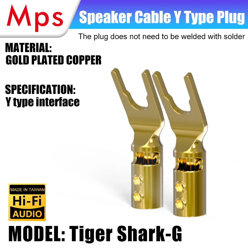 

HiFi MPS Tiger Shark-G Freezing-180 Type Y Type U HiFi Speaker connectors Banana Plugs pure copper amplifier Speaker connectors