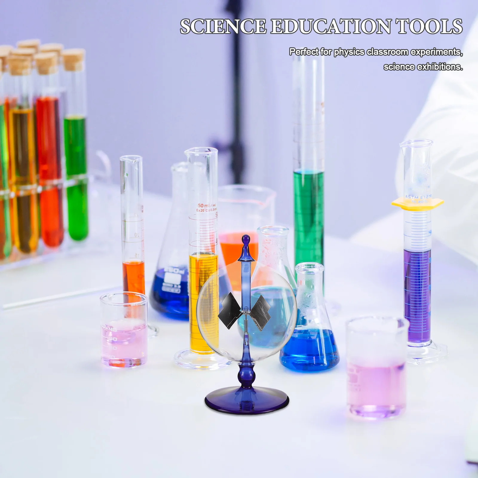 

Crookes Radiometer Solar Power Radiometer Vibrant Colored Glass Spinning Solar Vanes Light Mill for Home Office Desk Decoration