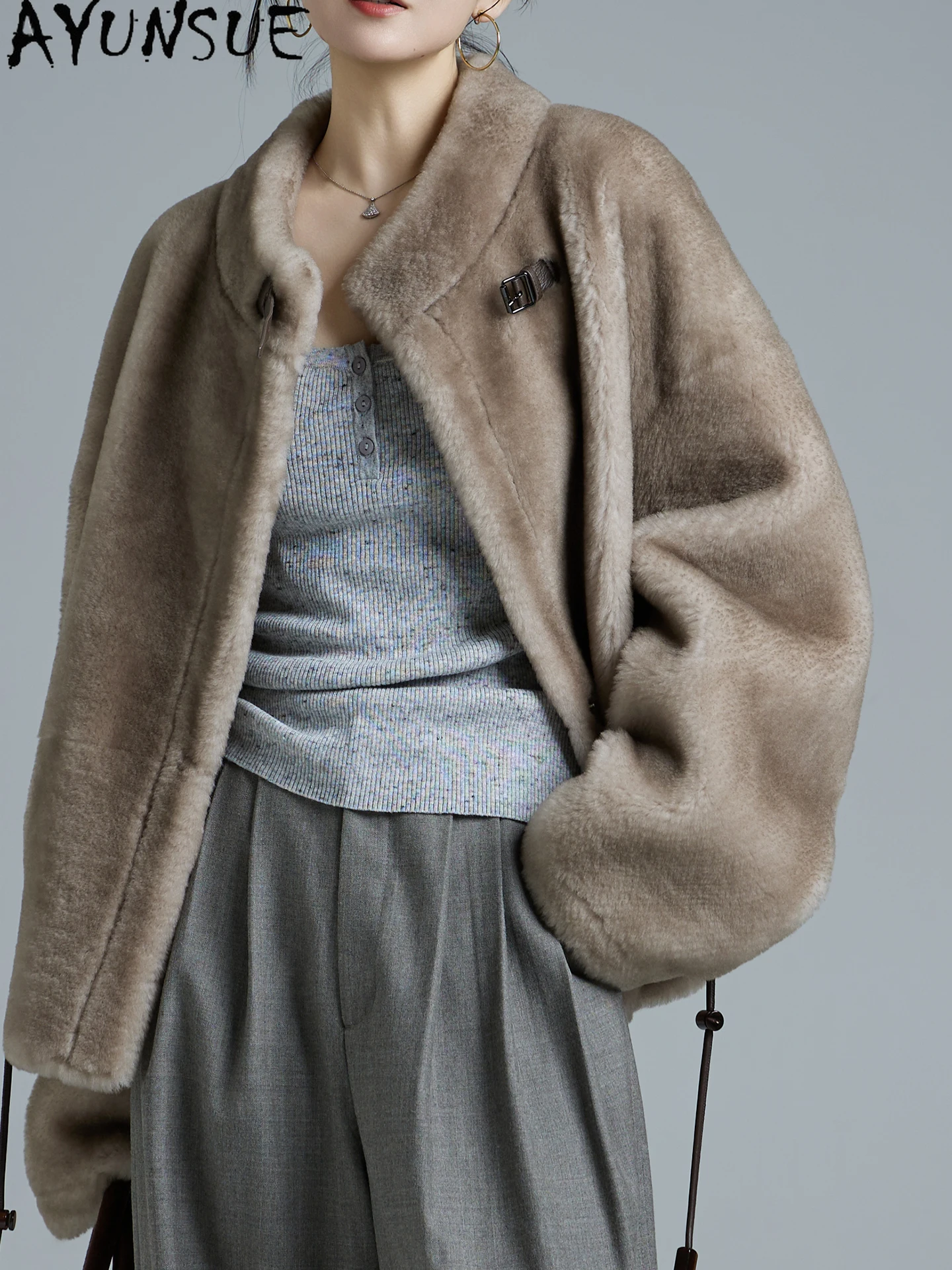 Ayunsue casaco de pele de pele de carneiro natural de luxo feminino casacos de pele real quentes roupas de inverno mulher jaqueta de couro genuíno Шуба Ж Döncud